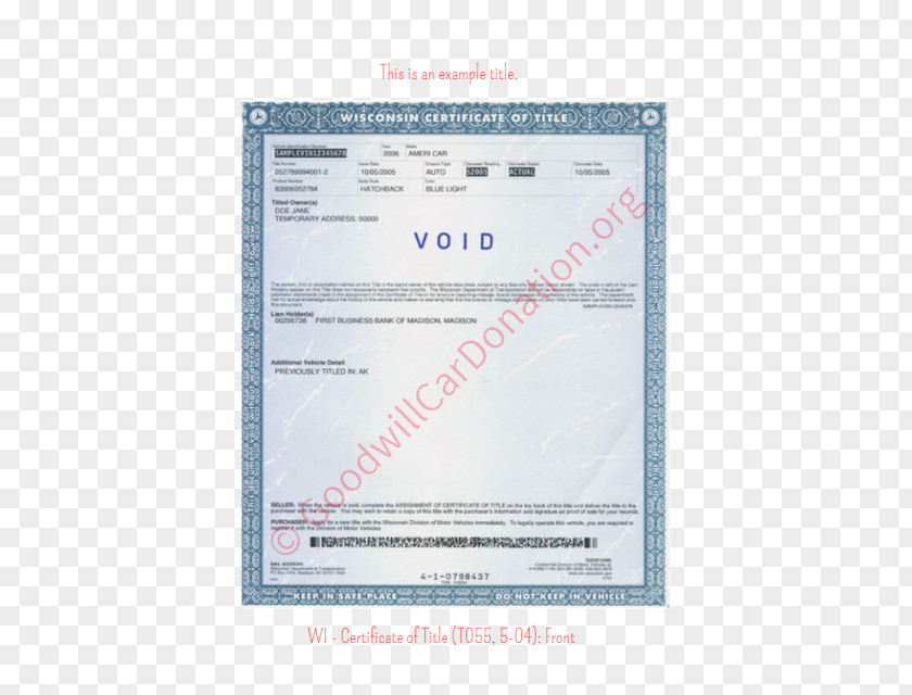 Car Donation Vehicle Title PNG