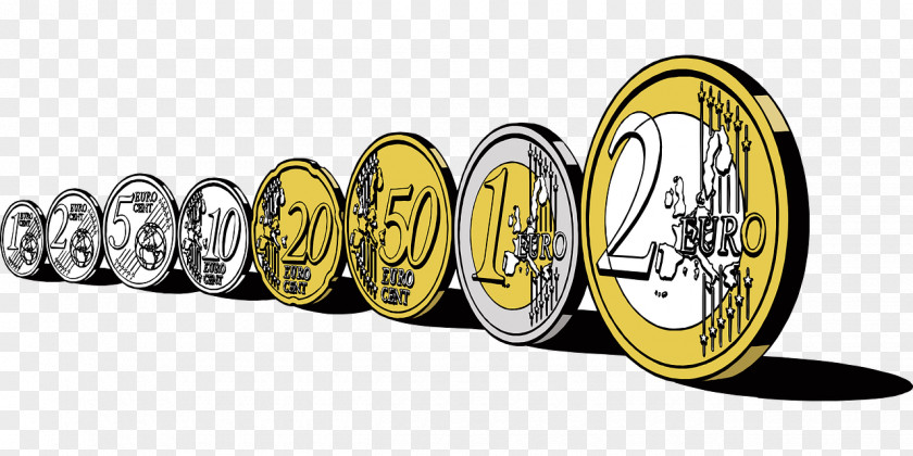Gold Euro Sign Coins Clip Art PNG