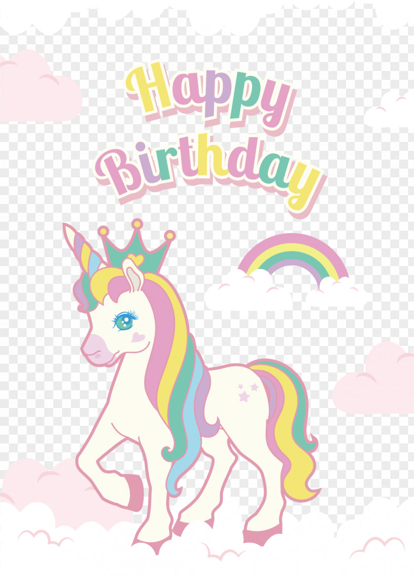 Hand Painted Color Unicorn Birthday Decorations Euclidean Vector PNG