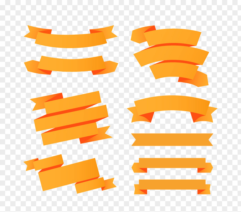 Orange Ribbon Banner Paper PNG