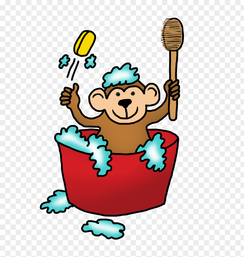 Take A Bath Cartoon Drawing Primate Clip Art PNG