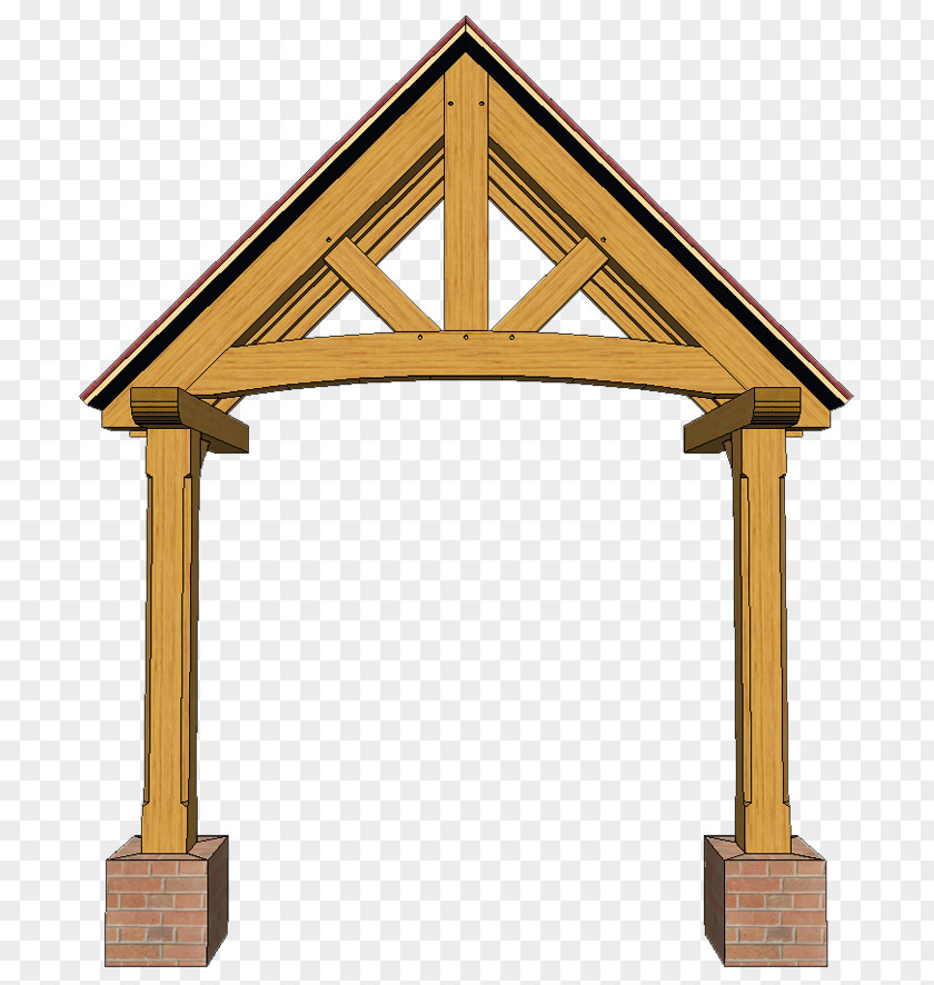 Wooden Truss Timber Roof King Post Porch PNG