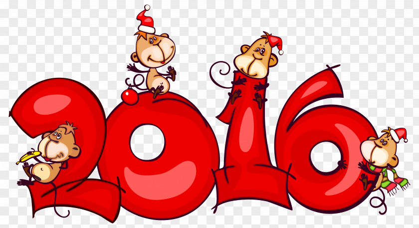 2016 With Monkeys Clipart Image Christmas New Year Clip Art PNG