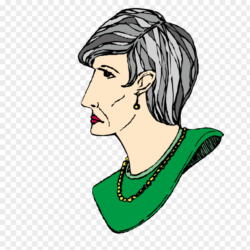 Old Woman With Jewelry Necklace Costume Drama Illustration PNG