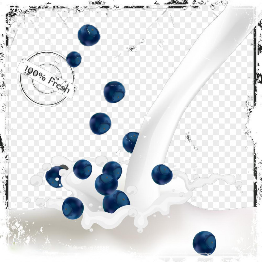 Dynamic Blueberry Milk Illustration PNG