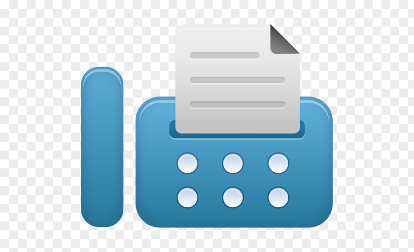 Fax Blue Rectangle Icon PNG