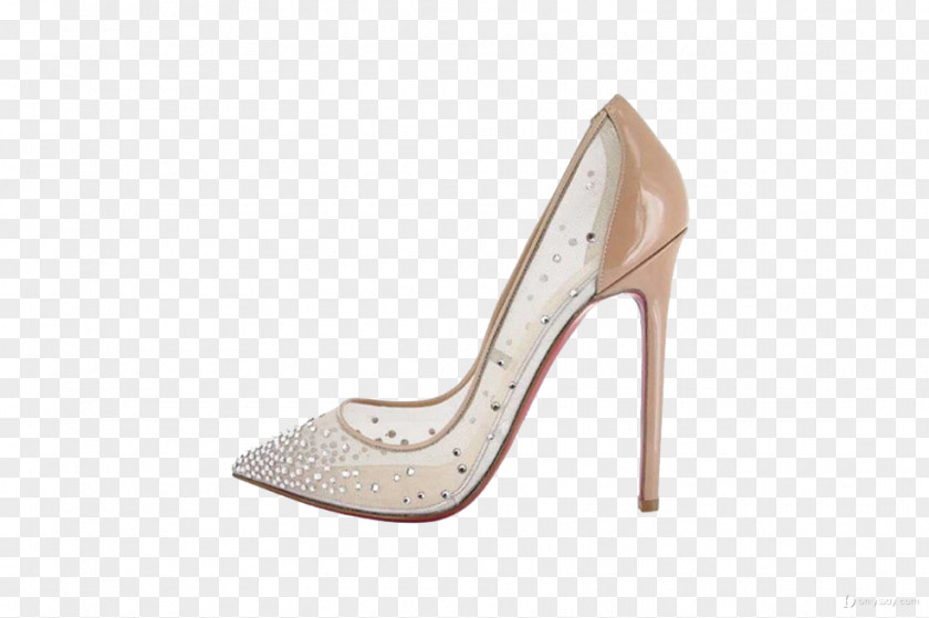 Transparent Flesh-colored High Heels Court Shoe Rhinestone High-heeled Footwear Ballet Flat PNG