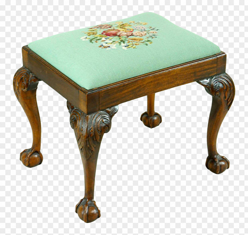 European Style Decorative Painting Table Footstool 19th Century Upholstery PNG