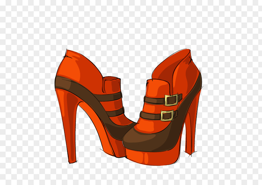 Orange High Heels Shoe High-heeled Footwear Bag Designer PNG