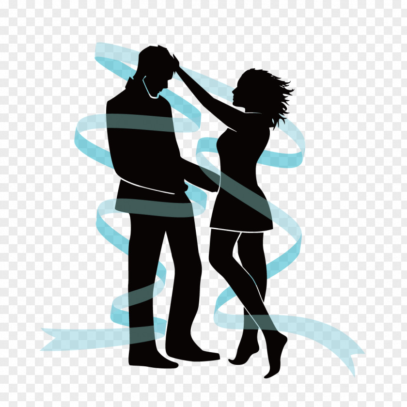 Silhouette Figures And Ribbons Dance Woman Clip Art PNG