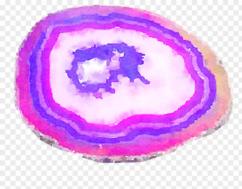 Watercolor Pink Geode Painting Crystal Art Clip PNG