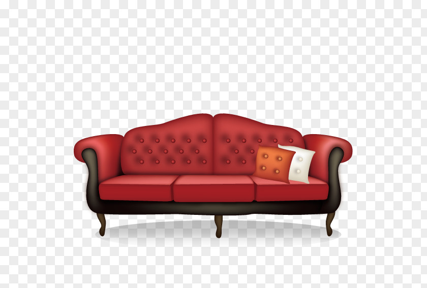 Red Elongated Queen Sofa Couch Living Room Table Loveseat PNG