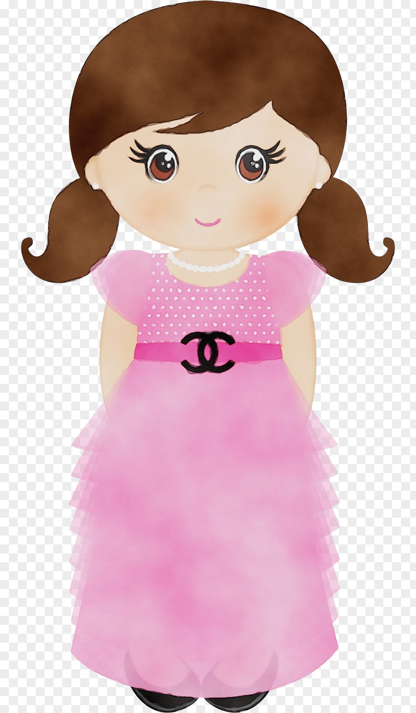 Cartoon Pink Cheek Brown Hair Animation PNG