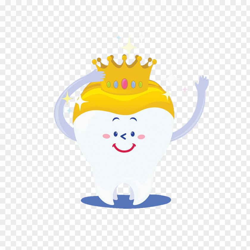 Hand Painted Teeth Yellow Crown Tooth Molar PNG