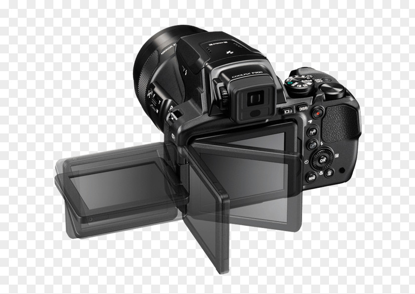 Black Nikon Coolpix P900 16MP 83X Super Zoom 4K Wi-Fi GPS Digital Camera Bridge CameraCamera Lens 16.0 MP Compact PNG