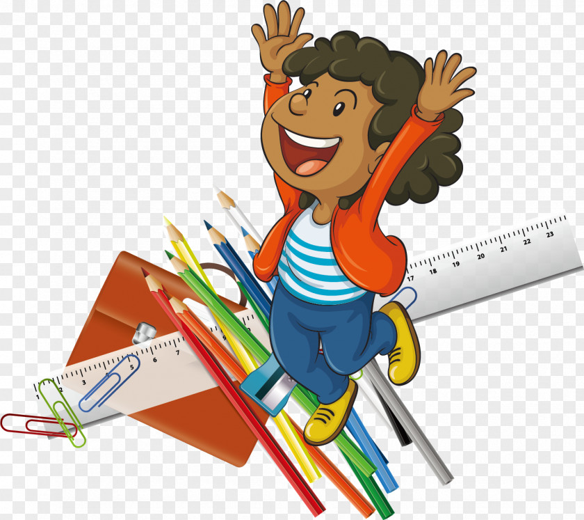 Pencil Ruler Children Learn Creative Posters Cartoon Drawing Illustration PNG