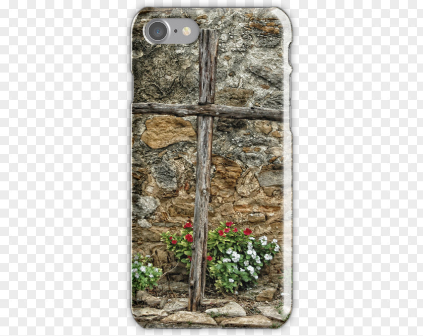 Wooden Cross Stone Wall PNG