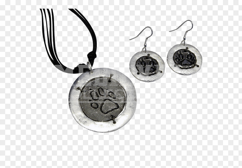 Dog Necklace Locket Earring Silver PNG