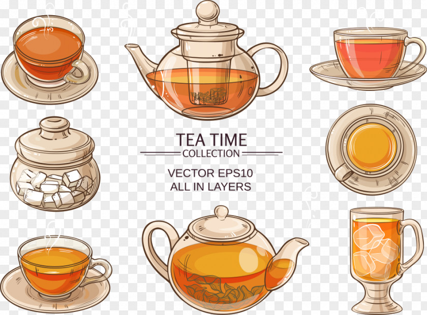 Vector Hand-painted Glass Tea Iced Teapot Illustration PNG