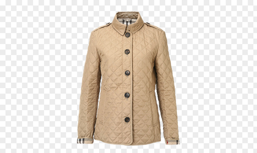 Diamond Quilted Cotton Burberry Jacket Windbreaker Trench Coat Lapel PNG
