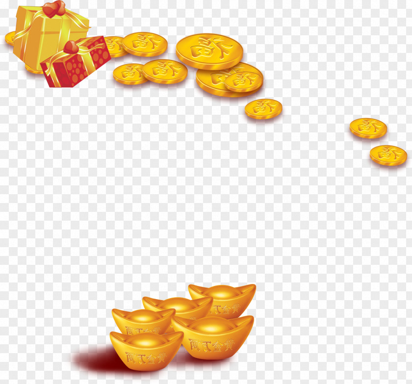 Three-dimensional Metal Gold Ingot Gift Box Combination Bar Computer File PNG