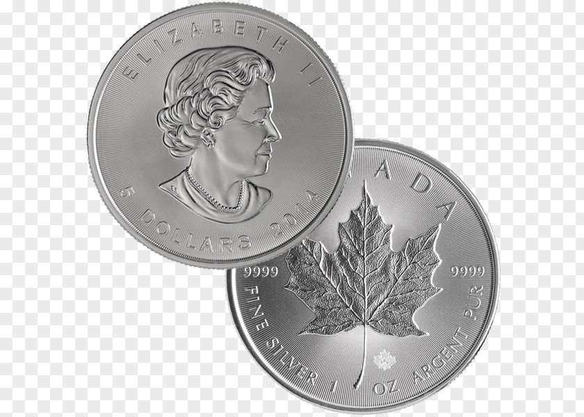 Canada Canadian Silver Maple Leaf Gold Bullion Coin PNG