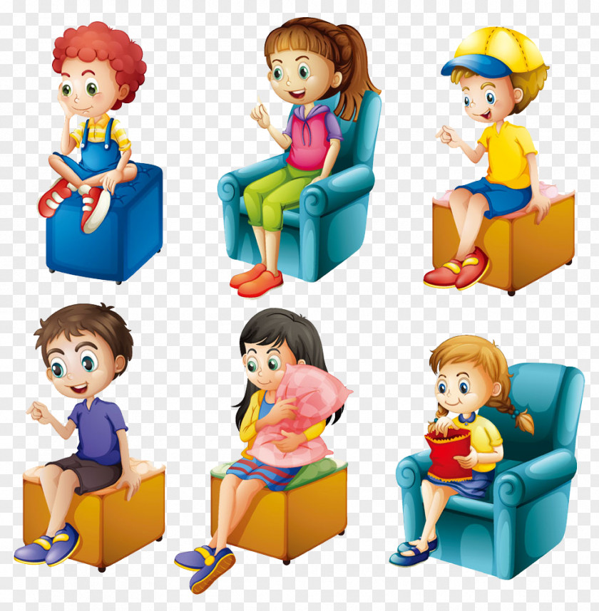 Children Sofa Sitting Stock Illustration PNG