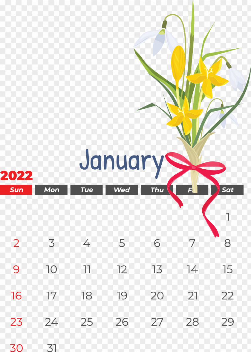 Line Calendar Font Yellow Flower PNG