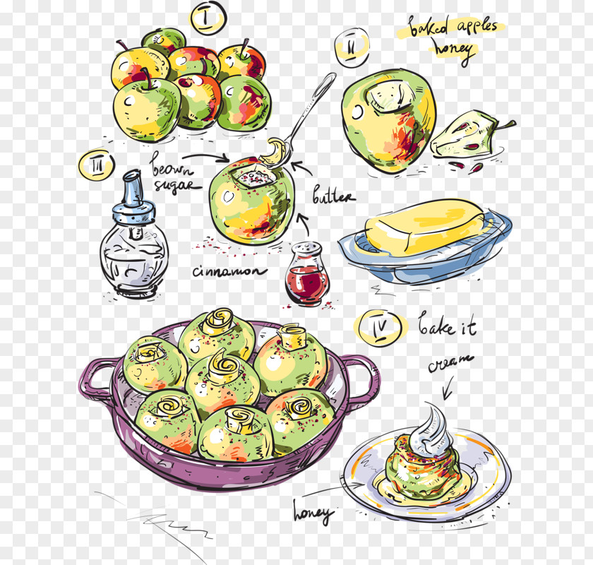 Making Apple Cake Fruit Pancake Recipe PNG