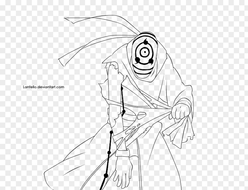 Naruto Line Art Cartoon Obito Uchiha Sketch PNG