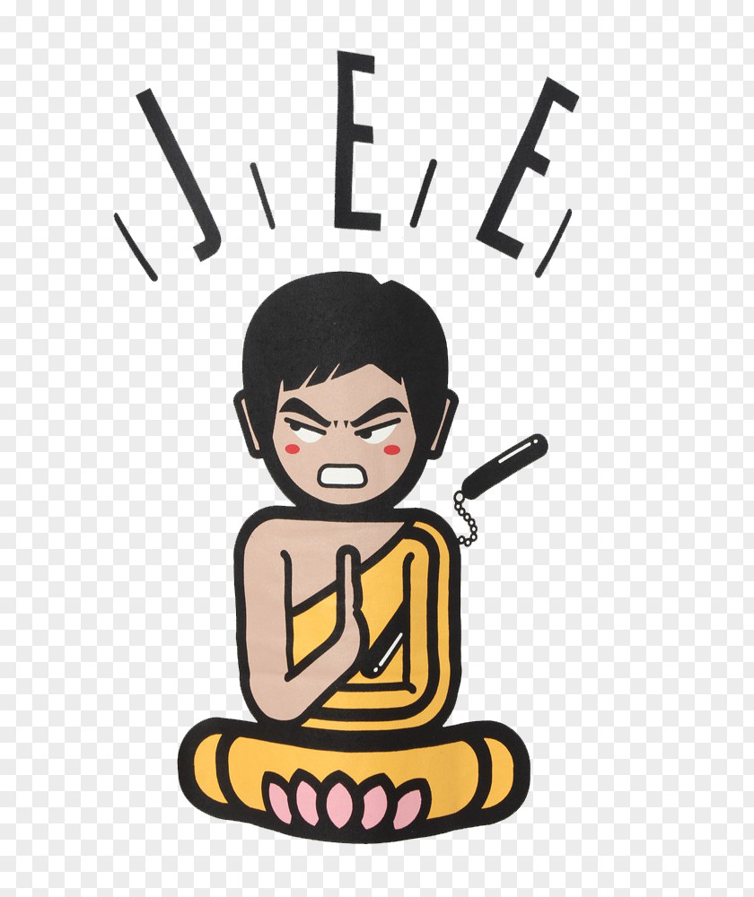 Bruce Lee Sitting On Lotus Platform Illustration PNG