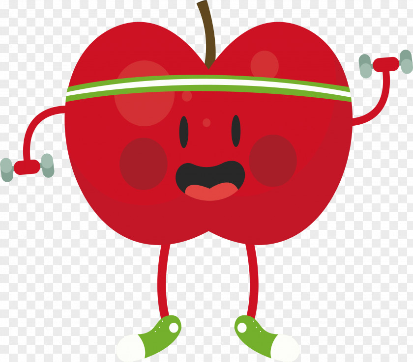 Cartoon Red Exercise Apples Apple Clip Art PNG