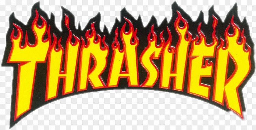 Logo Thrasher Magazine Flame Brand Sticker PNG
