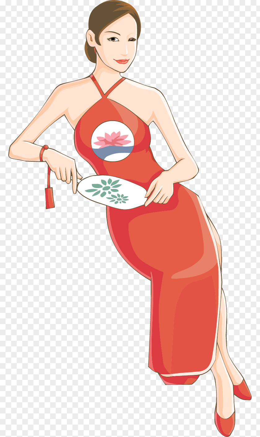 Vector Hand-painted Costume Woman China Clip Art PNG