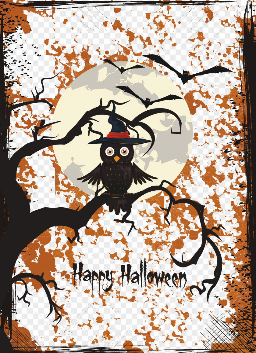Halloween Background Owl Illustration PNG