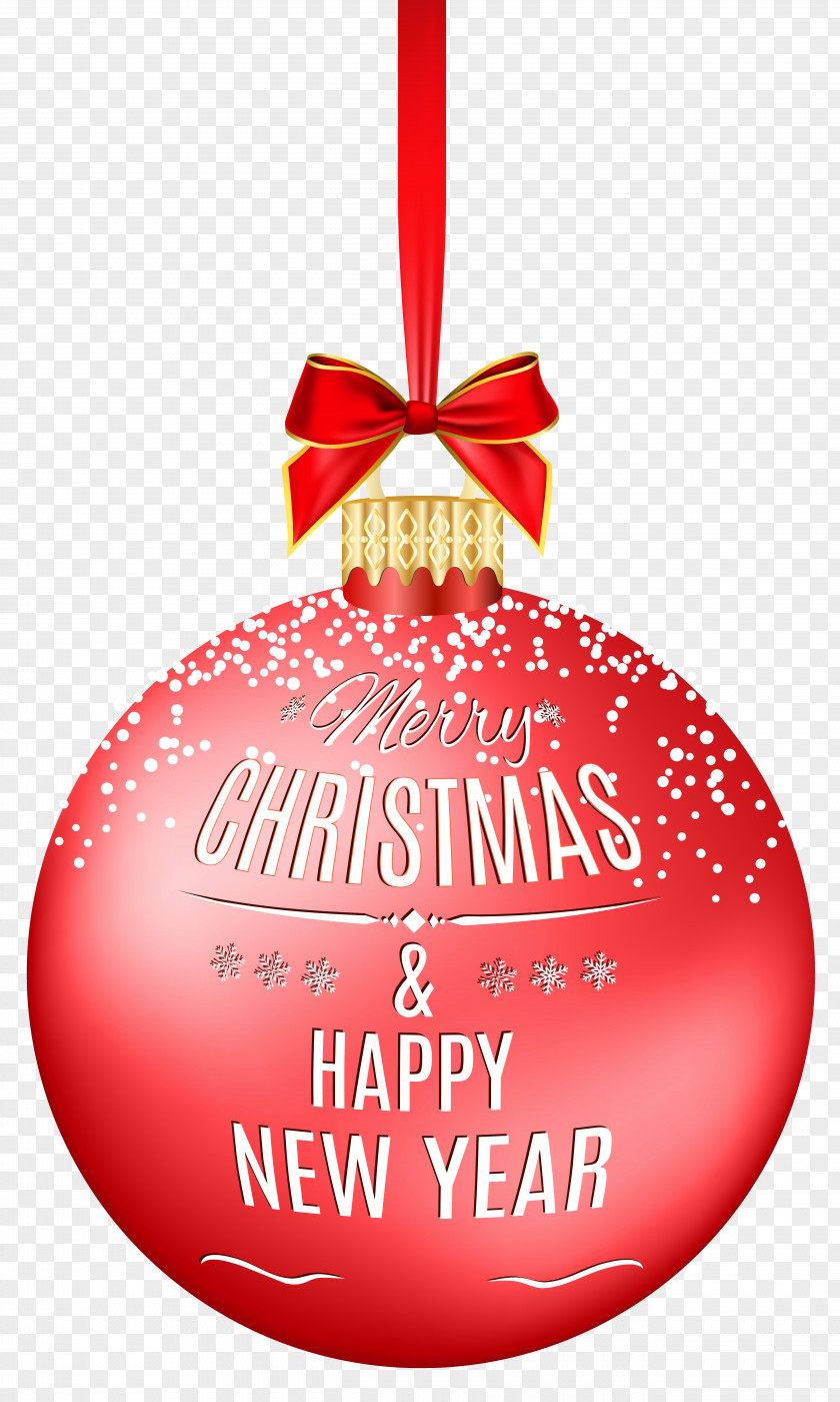 Happy New Year Merry Christmas Ball Red Ornament Clip Art PNG