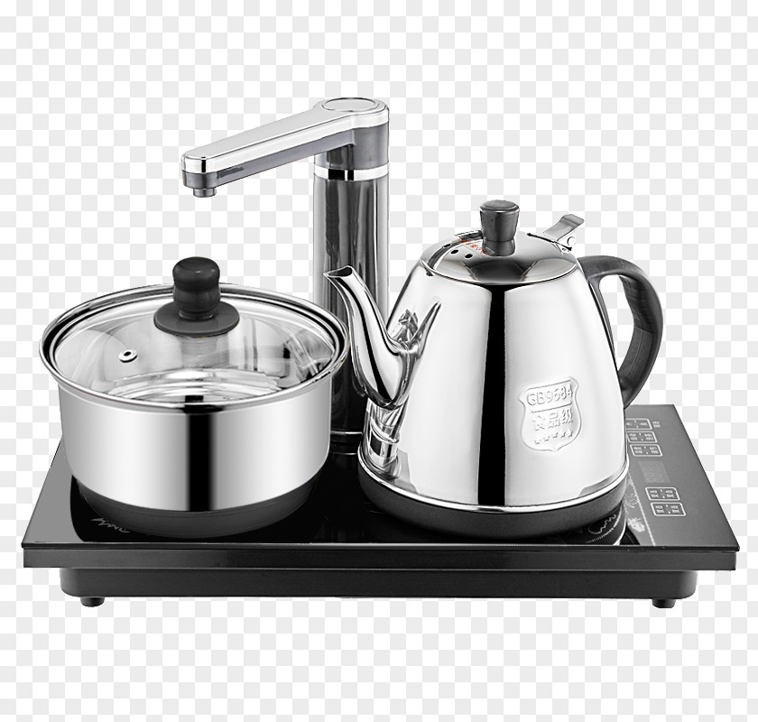 The Whole Set Of Automatic Heating Kettle Tea Stainless Steel Tableware PNG