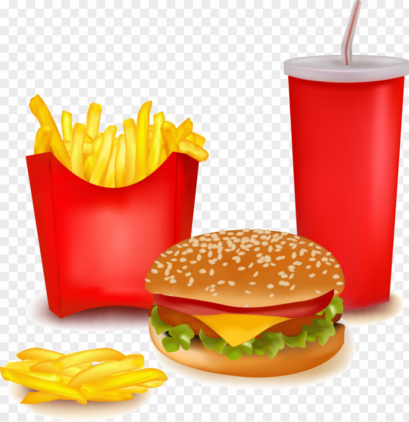 Hamburger Fries Soft Drink Fast Food Junk French PNG
