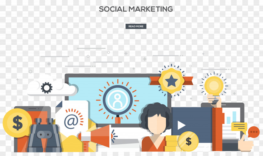Internet Marketing Vector Material Social Media Web Banner Flat Design Illustration PNG