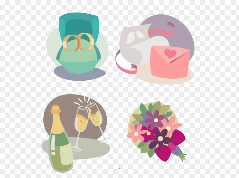 Lovely Wedding Elements Illustration PNG