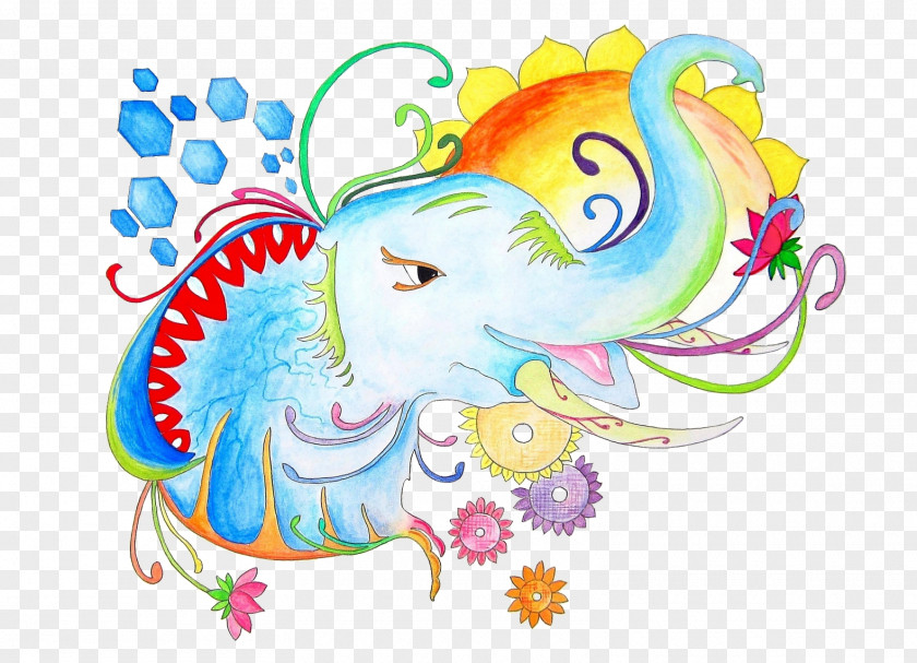 Vishnu Drawing Elephant Watercolor Painting Sketch PNG