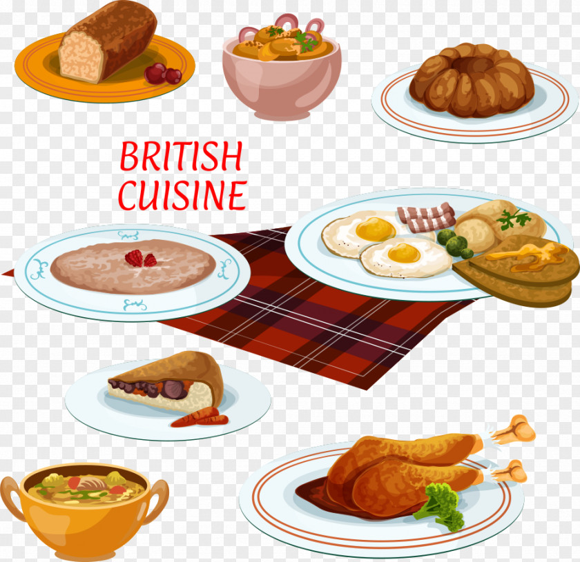 Vector Food Plate Fish And Chips Yorkshire Pudding British Cuisine Breakfast PNG