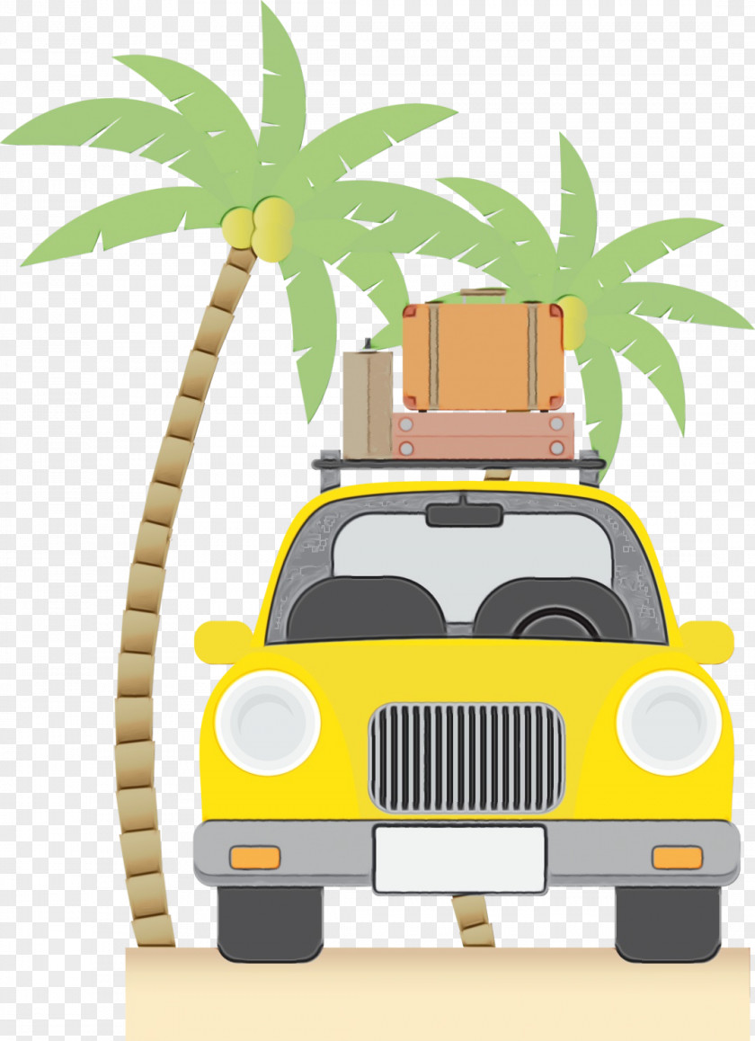 Palm Tree Compact Car Summer PNG