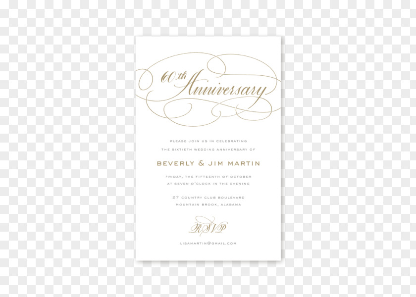 60th Wedding Invitation Brown Beige Font PNG