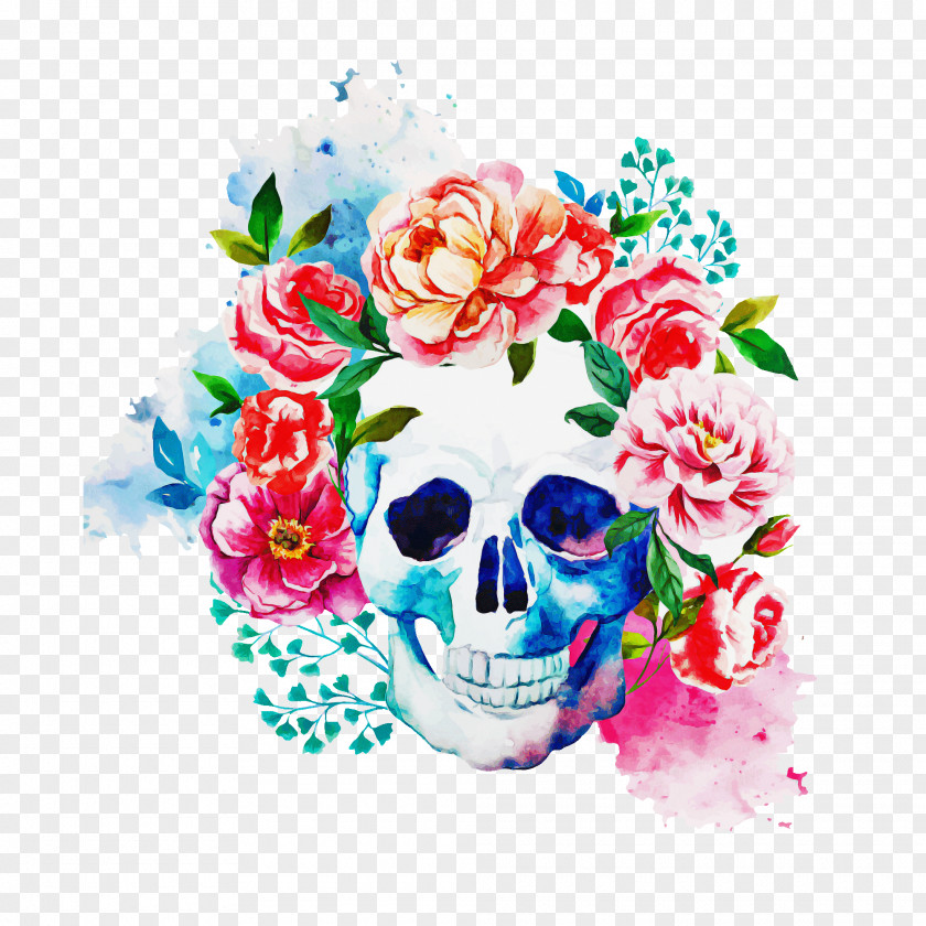 Skull Bone Flower Bouquet Plant PNG