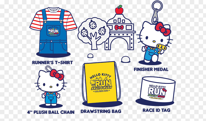 Rush To Run Hello Kitty Lake Gardens, Kuala Lumpur Fruity T-shirt Cat PNG