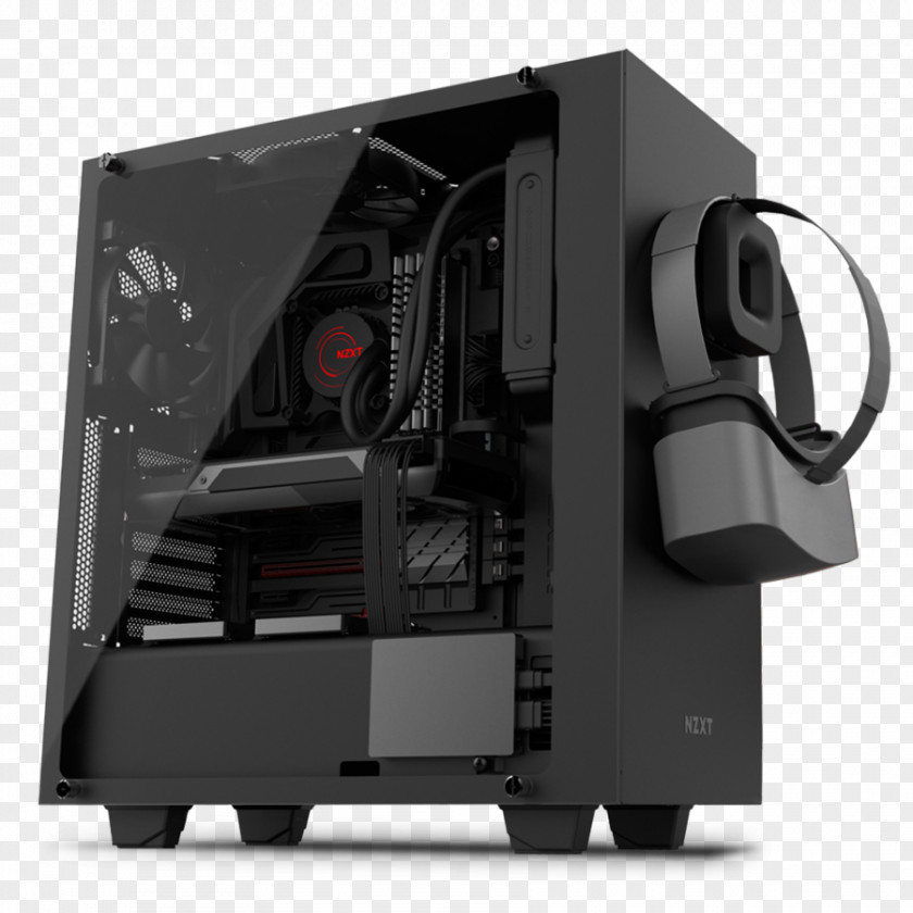 Tempered Glass Computer Cases & Housings Power Supply Unit NZXT Phantom 240 Mid Tower Case H440 Special Edition Black-Green, EU PNG