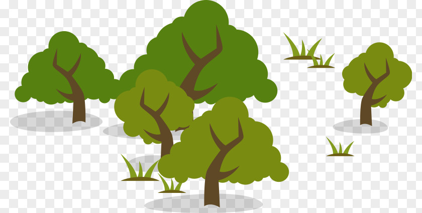 Tree Illustration Animated Cartoon Green Silhouette PNG