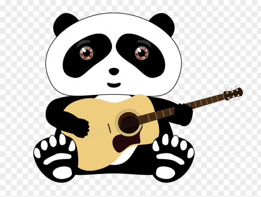 Cute Panda Vector Material Giant T-shirt Bear Guitar PNG