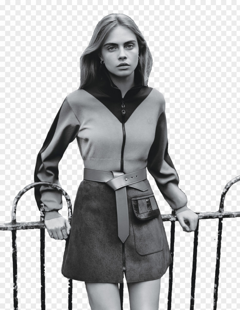 Cara Delevingne Sleeve Outerwear Photo Shoot Top Long Hair PNG